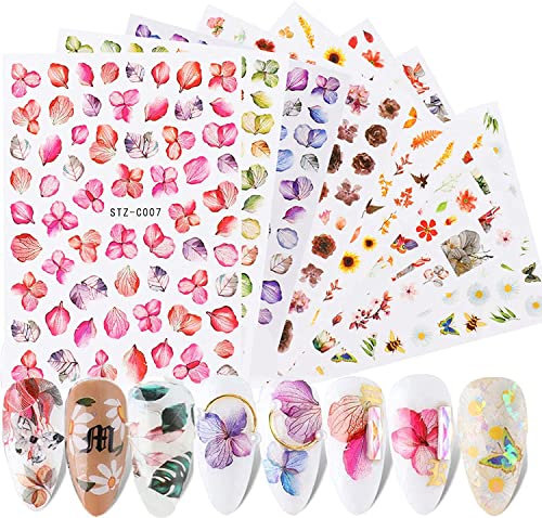 Yeahbo Nagelsticker Selbstklebend Graffiti, Abstrakte Nagel Sticker 3D Dame Gesicht Rosenblatt Nageldesign, Nail Art Stickers Set für Frauen Mädchen Maniküre DIY Nagelstudio (Blume Laub Schmetterling)