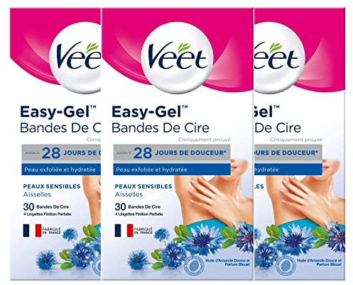 Veet - Bandes de Cire Aisselles Peaux Sensibles 30 Bandes - Lot de 3
