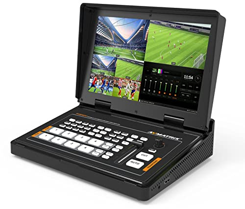 AVMATRIX PVS0403U Multi-Format-Video-Mixer-Umschalter mit 2 x SDI, 2 x HDMI-Eingängen, 10,1 Zoll Bildschirm für Echtzeit-Produktion, Livestream