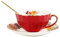 fanquare 3 Piezas Taza de Té Roja Vintage con Platillo, Taza de Té Floral con Cuchara, Taza de Café de Porcelana para Latte, Cappuccino, 200ml