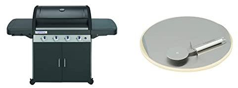 Campingaz Barbecue à gaz Class 4 LD Plus, 4 brûleurs, Puissance 12.8kW,Système de nettoyage, 2 tablettes latérales & Culinary Modular 2000014582 Pierre à pizza Gris/Noir 32,96 x 4,76 x 33,56 cm