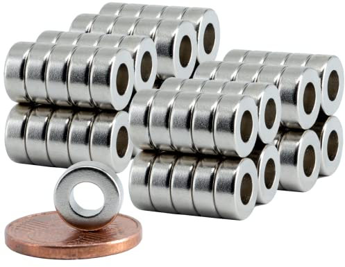 [80 Stück] Neodym Magnet Ring N52 Magnetring 8mm x 3mm Mit 4mm Loch Bohrung - Mini Magnete Ringemagnet - Magnetscheibe Rund