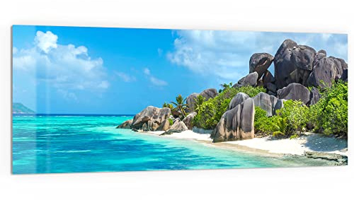 DEQORI Küchenrückwand Glas | Motiv Felsformation am Strand | 125x50 cm | Bad- oder Herd-Rückwand | Herdblende Spritzschutz für Küche & Badezimmer | moderne Deko für Fliesenspiegel