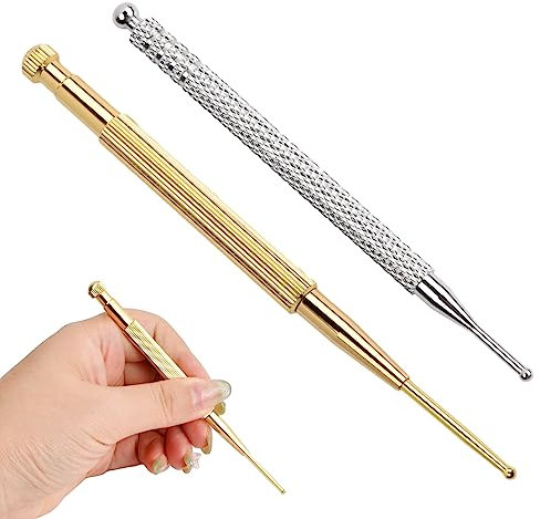 Lot de 2 Stylo D'Acupression, Bâton D'Acupressure à Double Tête, Stylo D'Acupuncture Rétractable, Outils de Massage de Réflexologie Faciale, Barre D'acupression pour Oreilles Corps
