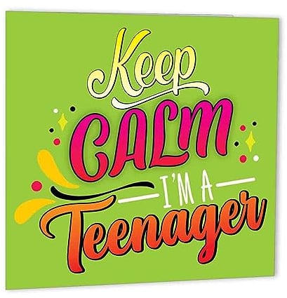 Geburtstagskarte zum 13. Geburtstag, Aufschrift Keep Calm im a Teenager, 147 x 147 mm