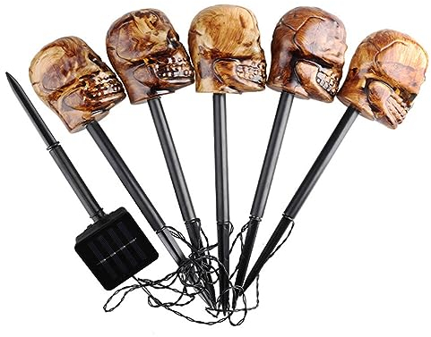 LICHENGTAI Solarlampen Für Außen, 3D Skelett Lichterkette Kürbis Gartenleuchten Halloween Rasenlichter Wasserdicht LED Solar Lampe für die Garten Dekoration für Terrasse Rasen Hofwege Halloween Party