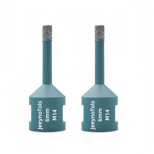 JeeynoTols Punta diamantata 6mm 2 pezzi - fresa diamantata gres porcellanato per piastrelle Sega per fori in piastrelle in ceramica di porcellana granito marmo con filettatura M14