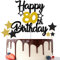 Gidobo 80th Birthday Cake Toppers, Black Gold Glittery Cake Decorations with Stars, Eighty Years Old Birthday Party Supplies for Men and Women
