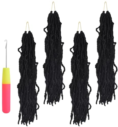 18 Pouces 4 Paquets Faux Locs Crochet Cheveux,Locks Crochet Braids,Pré-bouclés Doux Déesse Locs Bouclés Ondulés Crochet Tresses Cheveux pour Femmes,21 Bandes/1 Paquet