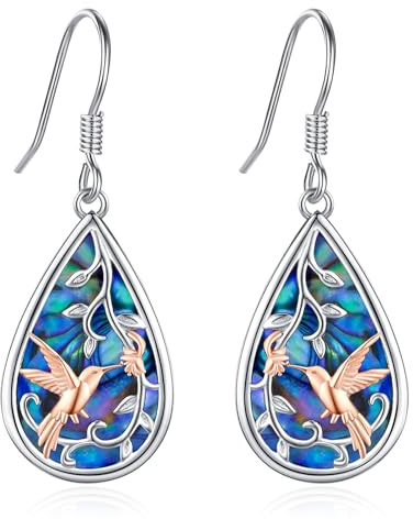 Eusense Kolibri Ohrringe 925 Sterling Silber Tropfen Ohrringe Vogel Ohrringe Schmuck Geschenk für Frauen Mädchen