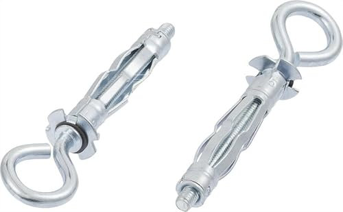 M5 x 50mm Closed Hook Plasterboard Hollow Wall Cavity Wall Anchors Molly (Pack of 10)