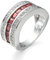Bishilin Frauen Ringe Versilbert, Verlobungsringe Breit mit Rot Zirkonia Bandring Silber Ringe Damen Modeschmuck Größe 57 (18.1)