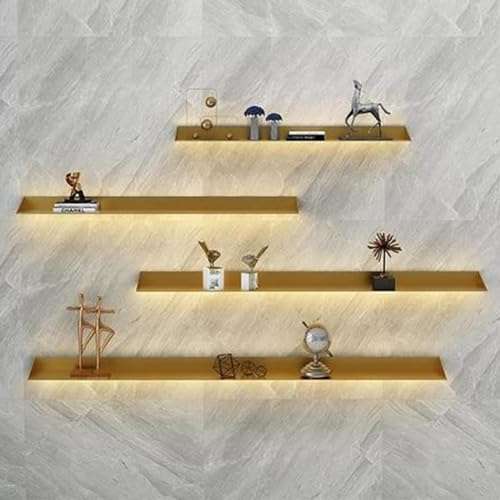 Schwebende Regale zur Wandmontage, Wandregal aus Aluminiumlegierung, beleuchtetes schwebendes Wandregal mit LED-Lichtbeleuchtung, Wandregal,60 cm