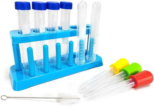 Reagenzgläser Kinder, 11 Pcs Reagenzgläser Mit Ständer und Tropfenpipetten Wissenschaft Kit für Kinder Reagenzgläser Plastik Tränke Making Kit
