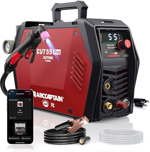 ARCCAPTAIN iControl CUT55 Pro Plasma Cutter, [APP Control] 55 Amp Non-Touch Pilot Arc 120V/240V Plasma Cutter Machine, Large LED Display and 2T/4T, 3/4 inch Maximum Cut, DC Inverter IGBT