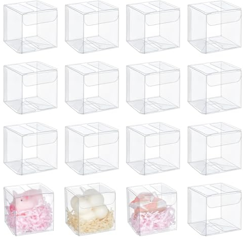 NBEADS 24 Stk. Mini Klar Favor Boxen, Transparente PET Box Klare Plastik Party Boxen Kleine Geschenkbox für Weihnachten Geburtstag Hochzeit Dusche Party, 5x5x5cm