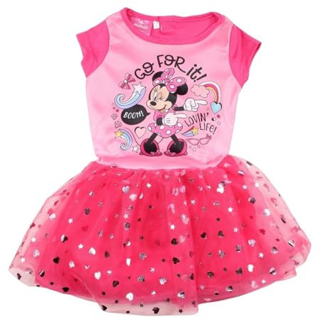Vestido Bebé Minnie Tul, Elegante y Cómodo, Diseño Minnie Mouse, Ocasiones Especiales, Fucsia, 2/3 años