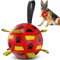 HETOO Hundeball Hundespielzeug Ball mit Griff für Hund Interaktives Schleppen von Krieg Wasser Hundebälle Spielzeug Geburtstagsgeschenk für Mittel/Große Hunde (8 Zoll Rot Gelb)