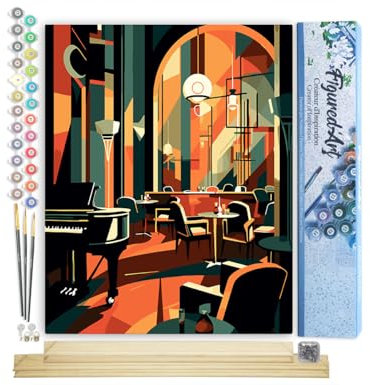Figured'Art Peinture par Numéro Adulte avec Cadre Club Art Déco - Activité Manuelle Kit de Loisir Créatif DIY Numéro d'Art Complet - 40x50cm avec châssis en bois à monter