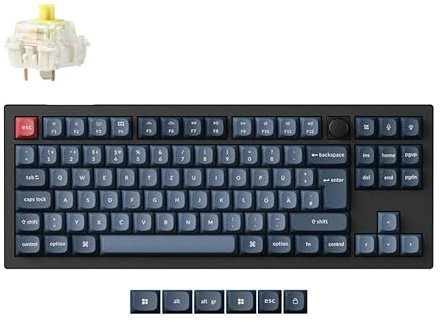 Keychron V3 Max TKL Kabellose mechanische Tastatur Deutsch DE ISO, QMK/VIA RGB Bluetooth/2,4 GHz/Kabelgebunden, 87 Tasten Hot-Swappable mit Gateron Bananenschalter, Kompatibel mit Mac Windows Linux