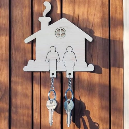 JR Maderas Llaveros Pareja de Madera - Colgador Llaves Pared de Madera - Regalos para Parejas Aniversario - Llaveros Casa Nueva Regalos Originales para Mujer y Hombre - Llavero de Pared para un Hogar.