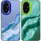 Tedyhulle 2 Pezzi Cover per Honor 200 Pro 6,78, Disegni di marmo estetico, Copertura posteriore del PC dura con TPU Soft Matte Silicone Bumper Custodia protettiva antiurto, Blu e verde