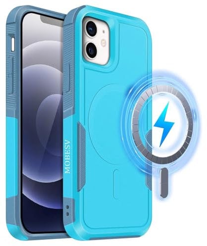 MOBESV Magnetisch Hülle für iPhone 12 / iPhone 12 Pro 6,1 Zoll, Handyhülle kompatibel mit MagSafe, Matte Stoßfeste Cover, Hellblau