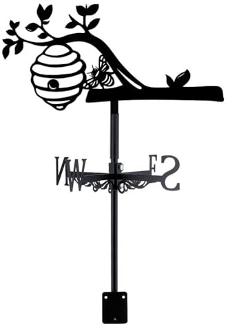 SUPERDANT Wetterhahn Mit Zweigwaben Wetterfahne Aus Bienenform Schwarzem Metall Schuppen Weather Vane Aus Tierform Wetterfahnen Gartendekoration Für Bauernhaus Garten Außenbereich Dekor
