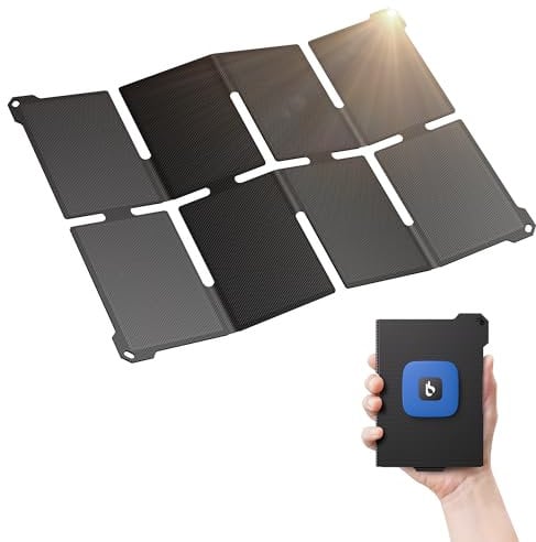 [Formato Tascabile] BigBlue Mini Caricabatterie Solare Portatile da 25W, Pannello Solare Pieghevole con USB-A e USB-C, Impermeabile IP68 per Esterni, Compatibile con Cellulari, Tablet, Power Bank ecc