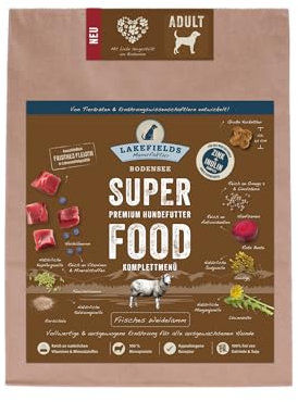 Lakefields SUPERFOOD | Premium Hundefutter trocken | 61% Lamm | 1kg | Getreidefreies Trockenfutter für ausgewachsene Hunde | Mit Leinsamen, Heidelbeeren & Roter Beete | Von Tierärzten entwickelt