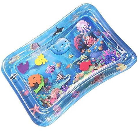 SECFOU Adorable Wasser Spielmatte Für Junge Mädchen Aufblasbare Krabbeldecke Mit Unterwasserwelt Leakproof Für Aktivitäten Fördert Sensorische Stimulation Und Motorische Fähigkeiten