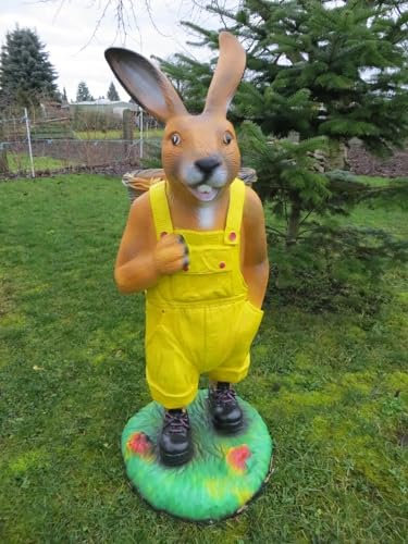 XL Premium Hase-lebensgross 115 cm Osterhase mit Korb Ostern-Garten Deko Figur gelb