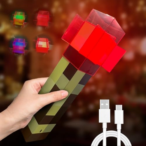 Craft Lampe Fackel Wandlampe Neues - 35cm Nachtlampe Wiederaufladbare 4 Farbe, Hand/Wandhalterung Beleuchtung mit Haken, Nachttischlampe mit USB-Laden für Kinder Geschenke, Cosplay, Party-Dekoration