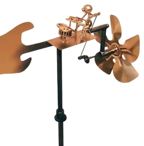 Handmade Metal Drummer Windmill Lustige Schlagzeuger Windrad Garten Windspinner, Percussionist Musikfiguren Und Statuen Gartenstecker Für Terrasse, Rasen, Hinterhof-Dekoration 32X15cm