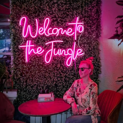 Welcome To The Jungle Neon Sign, Neon Art Signs, LedWall Hanging Bar Sign,Party Home Bedroom Decor, Light Up Signs,Neon Sign,Wall Neon Art