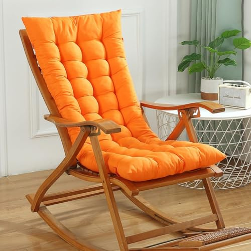 Hochlehner Auflagen 8cm, Gartenstuhlauflagen Hochlehner 120x50 Mit Bändern, Bequeme Sitzauflagen Gartenmöbel, Stuhlauflage Sitzkissen Indoor Outdoor Rückenlehne Auflage(Orange)