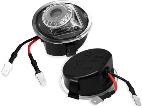 Duleutgnu 2pcs LED Seite unter Spiegel Ghost Projektor Licht Logo Willkommenslicht Auto Ersatz Rücklicht Zubehör Weiße Glaslinse (für RS Blau round)