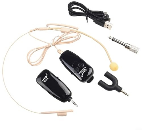 NbgrvB Microphone sans fil UHF monté sur la tête, pour les émissions de télévision et les spectacles, casque sans fil, micro, émetteur, récepteur, convertisseur audio
