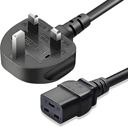 Topnma 2m UK 3 Pin Plug to C19 Power Cable 14AWG 13A BS1363/A Server UPS | 14AWG High-Power: UK 3 Pin to C19 cable handles 13A 250V. BS1363/A fused. Ideal for Servers, UPS, PDUs, Amplifiers.