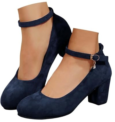 Generisch Trachtenschuhe Damen Elegant und Bequem Trachten Dirndl Oktoberfest Schuhe mit Riemchen Blockabsatz Pumps Festliche Absatzschuhe High Heels Hochzeitsschuhe
