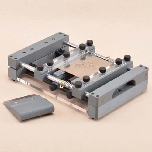RKXKJ Manuelle Kleine SMT Stahl Mesh Siebdruckstation, Lötpaste Drucktisch, Mit Scraper-Breite 80mm, Präzisionsdruck Für PCB-Montage