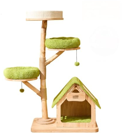 Großer Kratzbaum – mehrstöckiges Klettergerüst & gemütliches Nest für Katzen – langlebiges Katzenhaus mit lustigen Spielzeugen Jahreszeiten & Indoor-Spielen