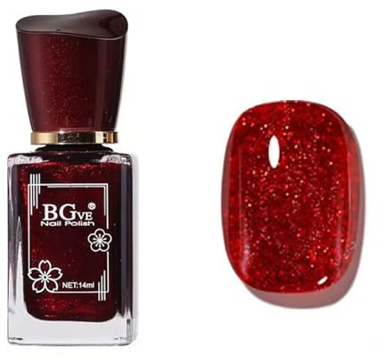 Pearl Red Pearlescent Shell Red Nail Lacquer - Quick Drying Wine Pearl Bright Nail Varnish - Long Lasting Shimmer Nail Polish - Super Lustrous Chip Resistant Shimmer Finish,No UV Lamp Needed