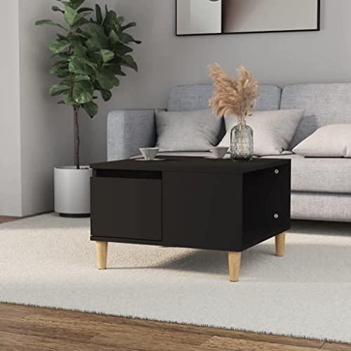 WEMYUFURN Skandinavischer Couchtisch mit Schublade aus Holzwerkstoff und Eukalyptusbeinen, Stauraum und robuster Tischplatte fürs Wohnzimmer