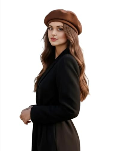 Damen Barrett Mütze Paris Style Baskenmütze Wolle für eleganten Stil Uni Farbe französisch Künstler