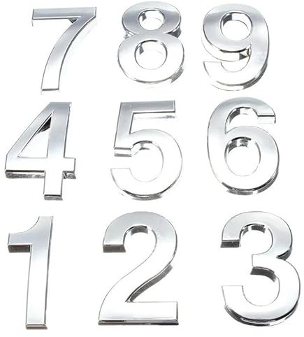 OJHFJMGH House Number Plates, 5cm 3D Digits 0-9 Number Sticker Plate Sign Hotel Door Plaque Modern Plated House Home Decor(9)