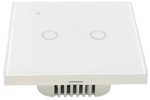 Lawnoval Smart Light Switch 2 Gang, Touch Wall Switch for Alexa and Smart Life App, Voice & Remote Control, 2.4GHz WiFi, No Neutral Wire Required, 10A, Compatible for UK Homes