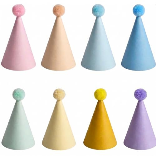 Cuixia Party Birthday Hats Paper for Kids Adults, Colorful, 8Pcs