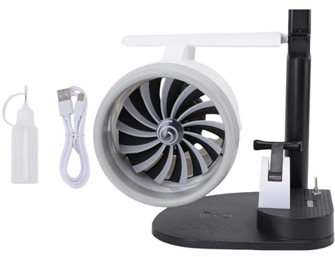 Buachois Desktop Turbine Fan mit Humidifier, 3 in 1 verstellbare Geschwindigkeit 4000rpm mit 15W Wireless Charging, Engine Design für Büro Schreibtisch (Rotlicht)