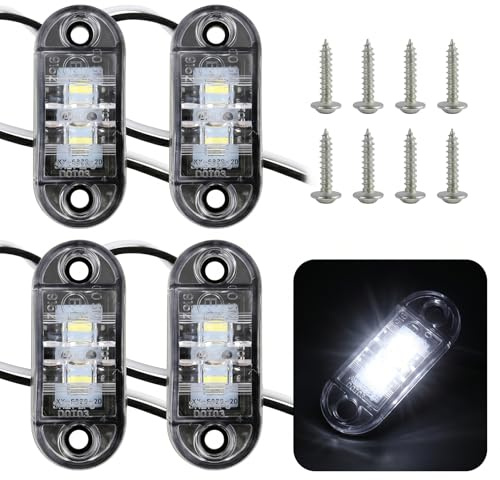 HoxzoDa 4pcs Seitenmarkierungsleuchten 12/24V Anhänger-Seitenleuchte Licht | Seitenleuchte Licht Weiß, beleuchtung positionsleuchten led für LKW, Anhänger, Van, Wohnwagen, Bus, Boot